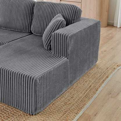 Canapé sectionnel modulaire en velours côtelé en forme de U, minimaliste et moderne - Canapé-lit compact et peu encombrant pour le salon et la chambre