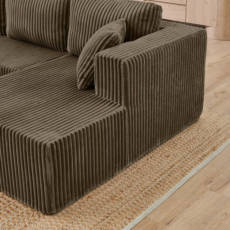Canapé sectionnel modulaire en velours côtelé en forme de U, minimaliste et moderne - Canapé-lit compact et peu encombrant pour le salon et la chambre