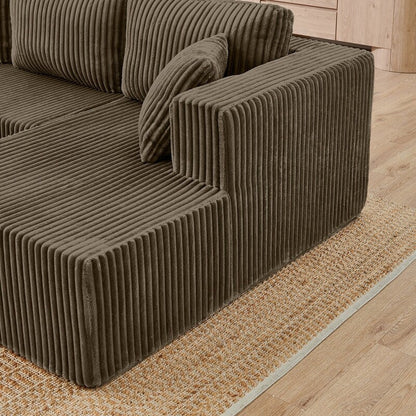 Canapé sectionnel modulaire en velours côtelé en forme de U, minimaliste et moderne - Canapé-lit compact et peu encombrant pour le salon et la chambre