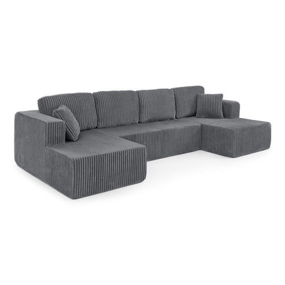 Canapé sectionnel modulaire en velours côtelé en forme de U, minimaliste et moderne - Canapé-lit compact et peu encombrant pour le salon et la chambre