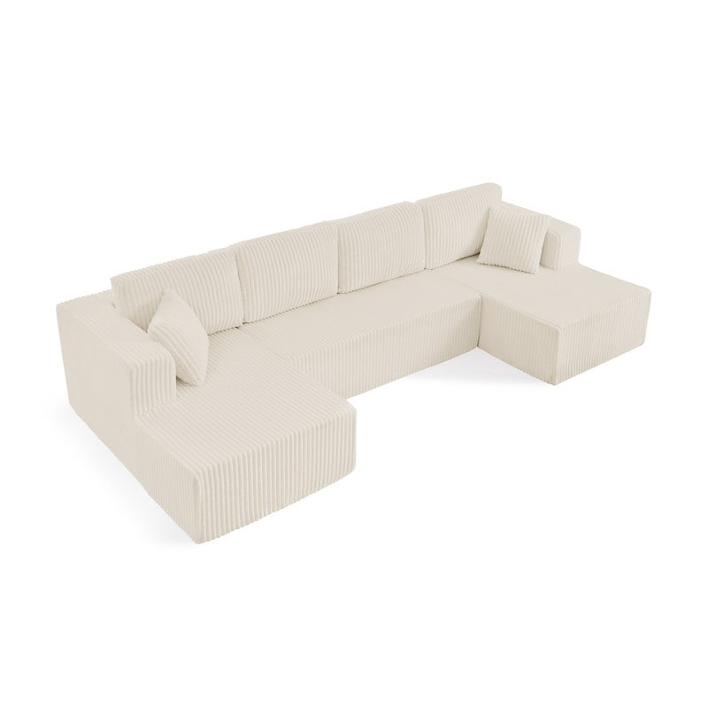 Canapé sectionnel modulaire en velours côtelé en forme de U, minimaliste et moderne - Canapé-lit compact et peu encombrant pour le salon et la chambre