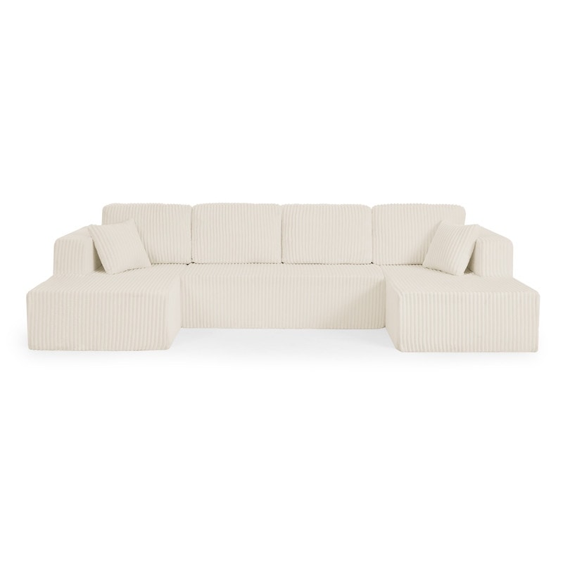 Canapé sectionnel modulaire en velours côtelé en forme de U, minimaliste et moderne - Canapé-lit compact et peu encombrant pour le salon et la chambre