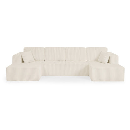 Canapé sectionnel modulaire en velours côtelé en forme de U, minimaliste et moderne - Canapé-lit compact et peu encombrant pour le salon et la chambre