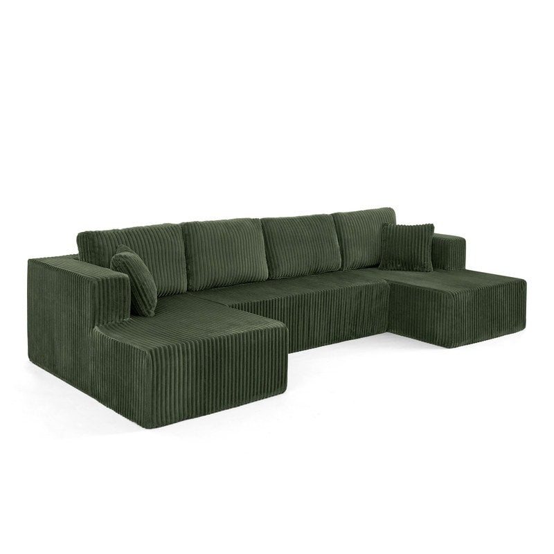 Canapé sectionnel modulaire en velours côtelé en forme de U, minimaliste et moderne - Canapé-lit compact et peu encombrant pour le salon et la chambre