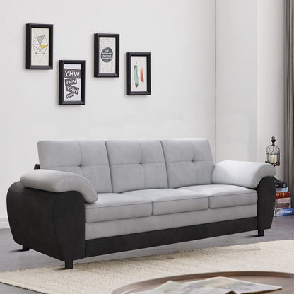 Canapé trois places moderne et minimaliste, rembourré, avec tissu en velours et accoudoirs en coussin, pour le salon