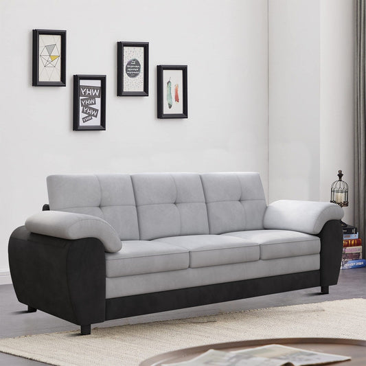 Canapé trois places moderne et minimaliste, rembourré, avec tissu en velours et accoudoirs en coussin, pour le salon