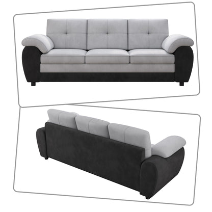 Canapé trois places moderne et minimaliste, rembourré, avec tissu en velours et accoudoirs en coussin, pour le salon
