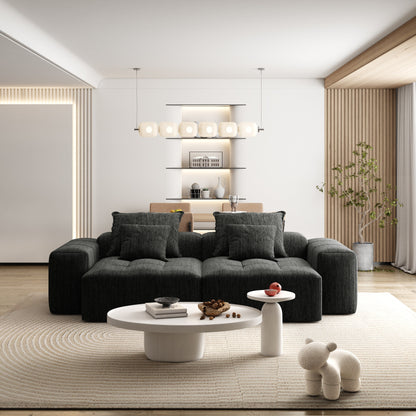 Canapé modulaire moderne en chenille avec 2 chaises longues, 2 accoudoirs et 4 coussins pour le salon