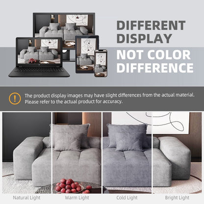 Canapé modulaire moderne en chenille avec 2 chaises longues, 2 accoudoirs et 4 coussins pour le salon