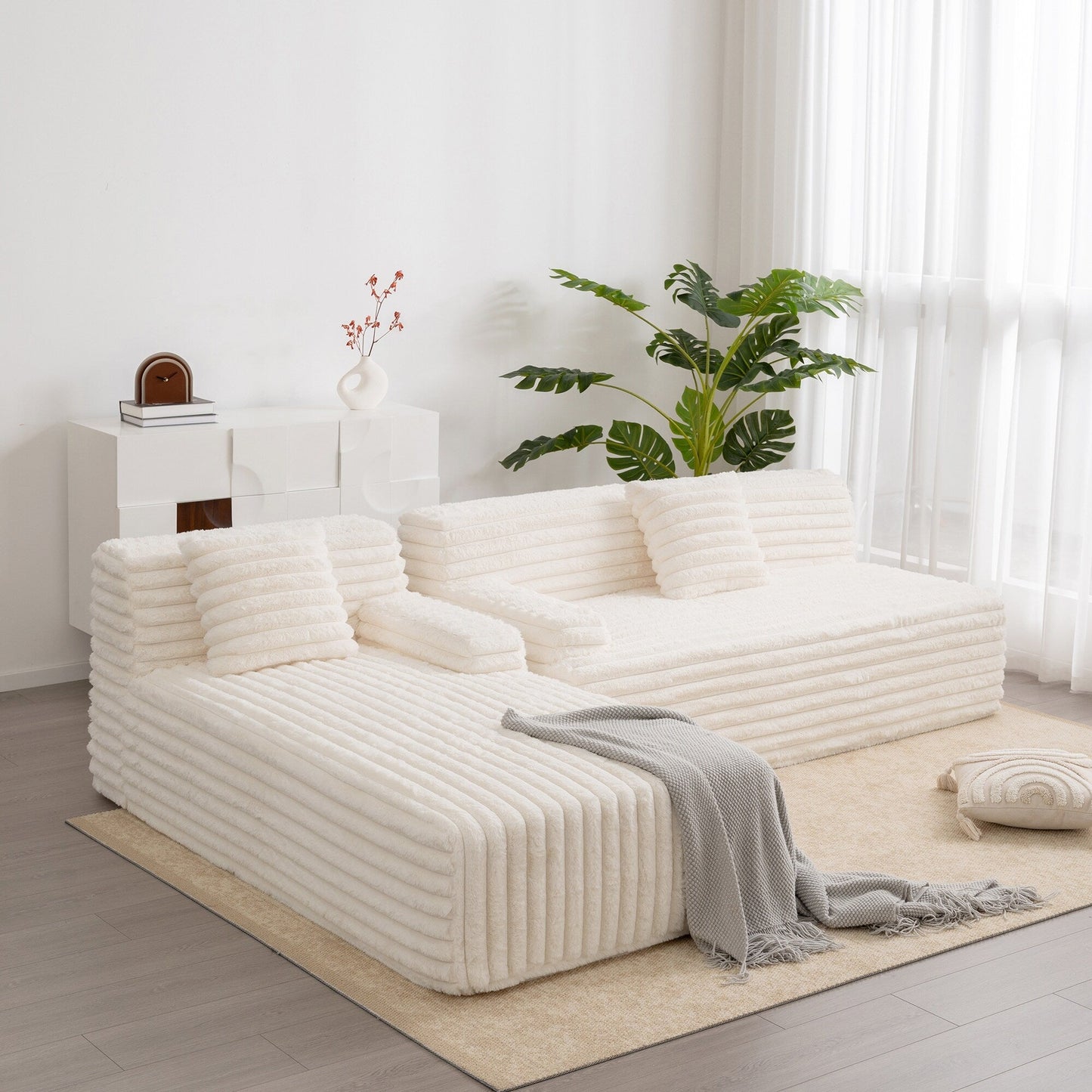 Canapé modulaire moderne Cloud, avec 2 coussins décoratifs, pour le salon