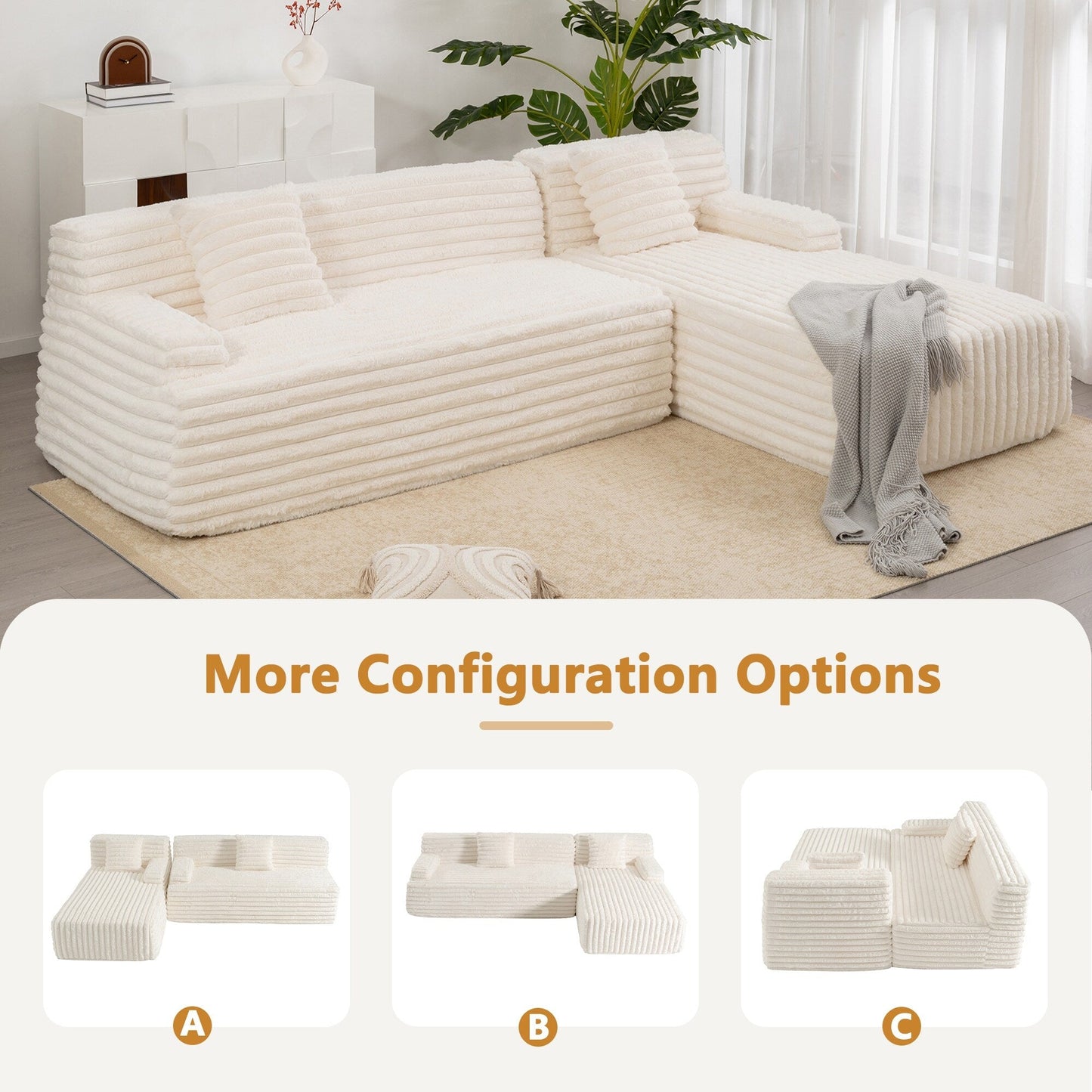 Canapé modulaire moderne Cloud, avec 2 coussins décoratifs, pour le salon