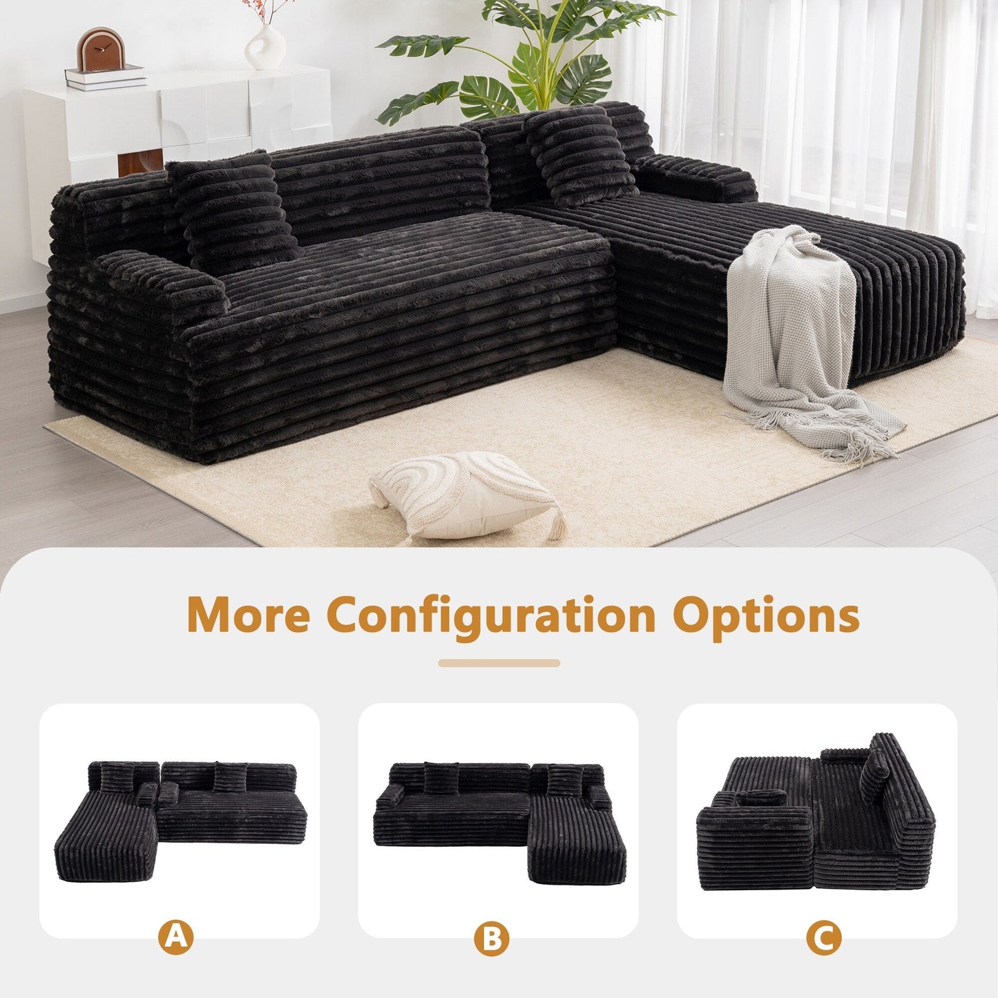 Canapé modulaire moderne Cloud, avec 2 coussins décoratifs, pour le salon