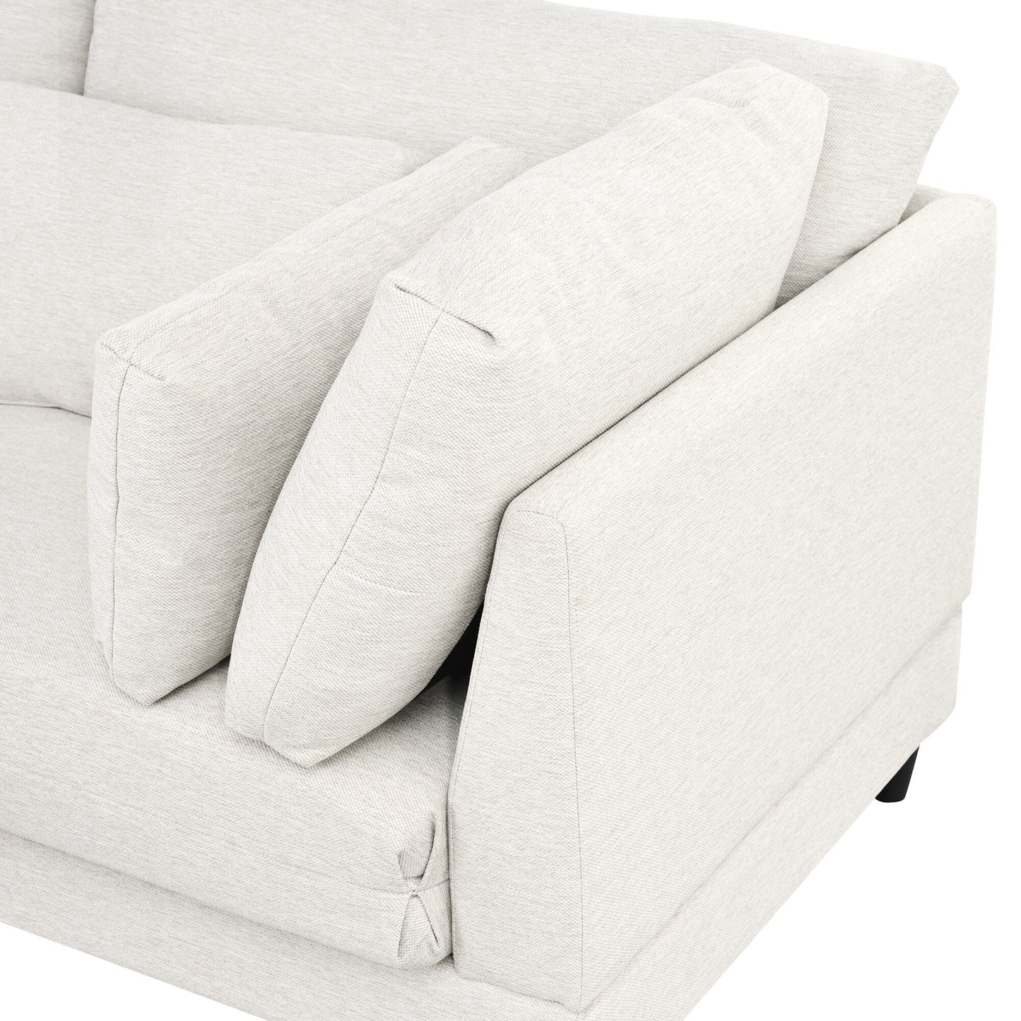 Canapé modulable moderne en L 4 places avec 5 coussins et pouf amovible pour salon ou bureau