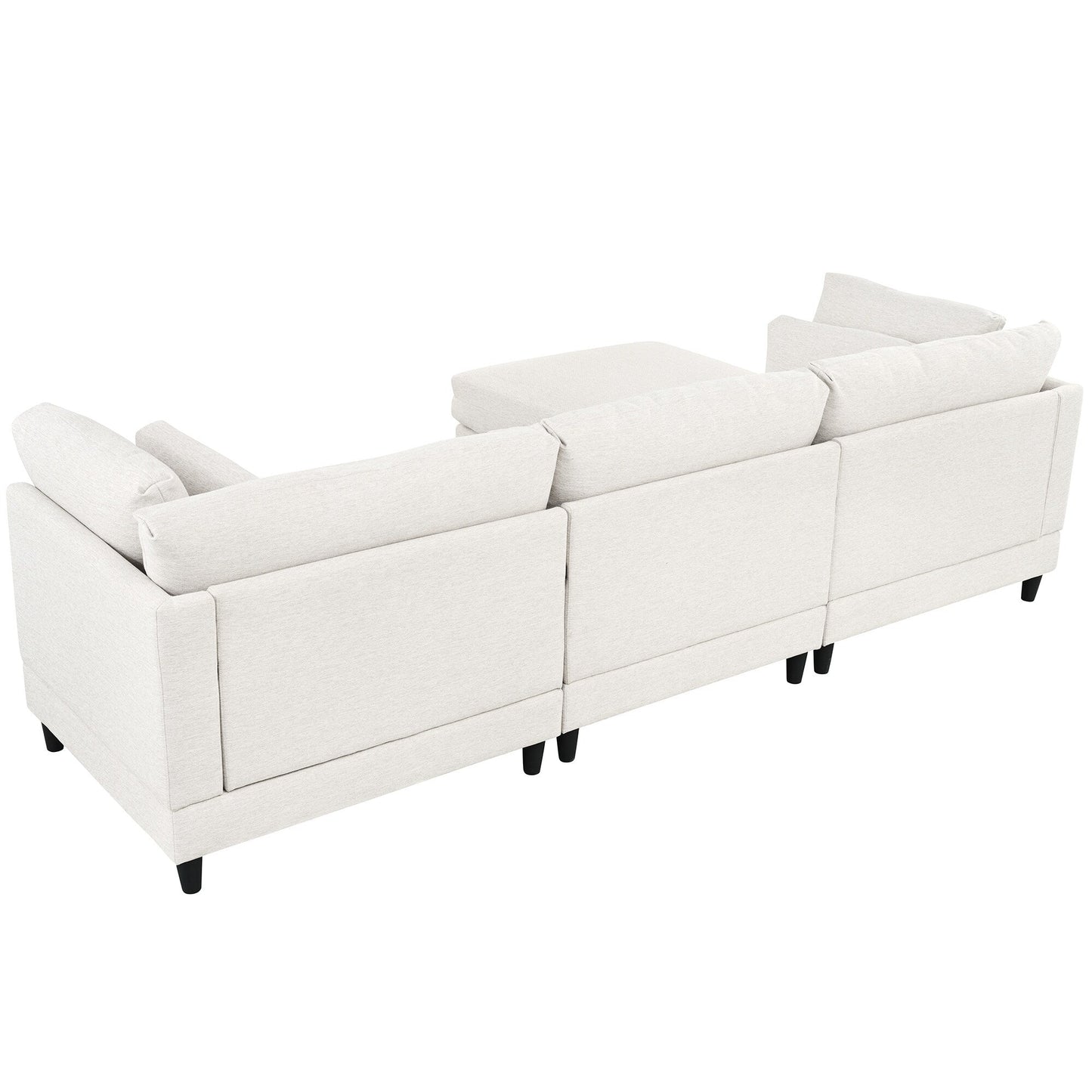 Canapé modulable moderne en L 4 places avec 5 coussins et pouf amovible pour salon ou bureau