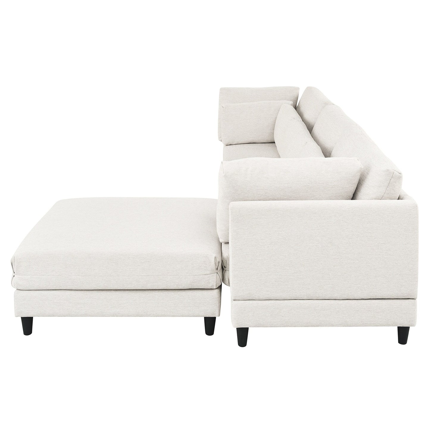 Canapé modulable moderne en L 4 places avec 5 coussins et pouf amovible pour salon ou bureau