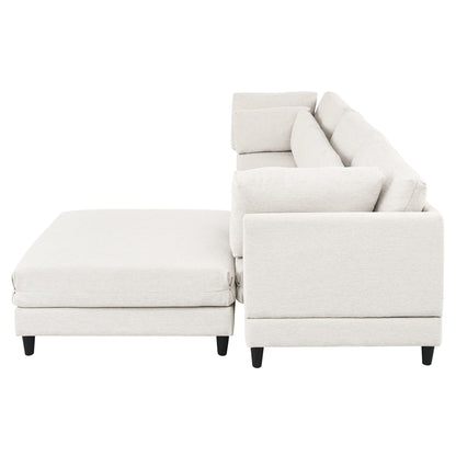 Canapé modulable moderne en L 4 places avec 5 coussins et pouf amovible pour salon ou bureau