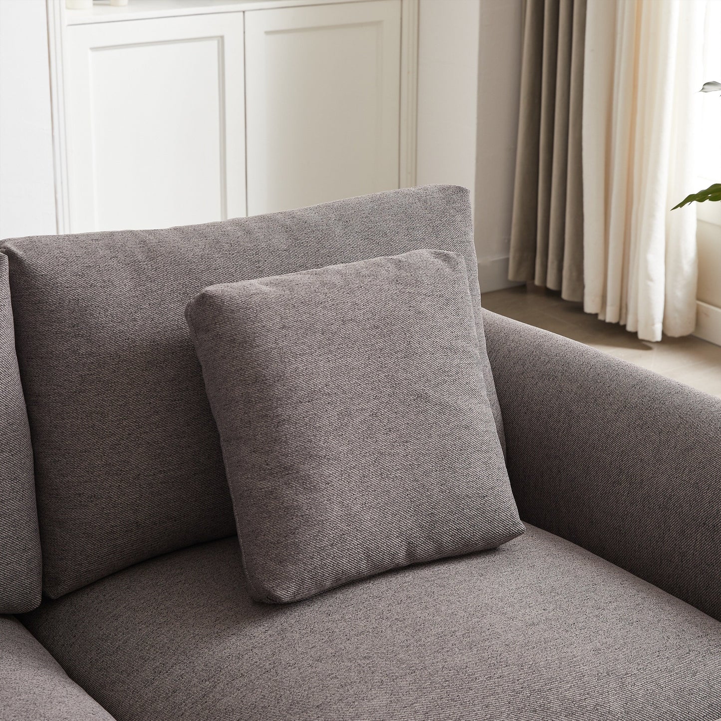 Canapé modulaire moderne en L avec pouf, 3 coussins et 3 oreillers pour le salon