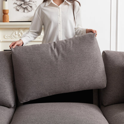 Canapé modulaire moderne en L avec pouf, 3 coussins et 3 oreillers pour le salon