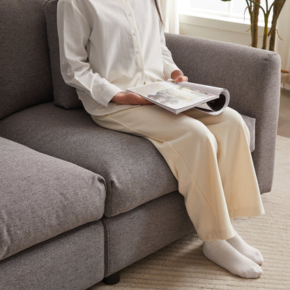 Canapé modulaire moderne en L avec pouf, 3 coussins et 3 oreillers pour le salon