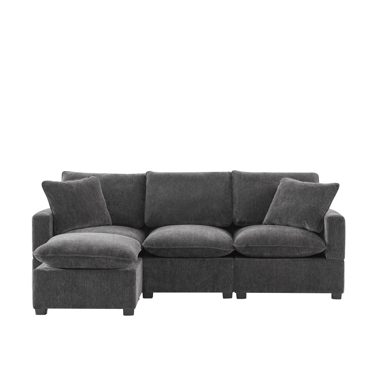 Canapé modulaire moderne, ensemble de canapés sectionnels 4 places en chenille avec 2 coussins inclus, mobilier d'intérieur librement combinable