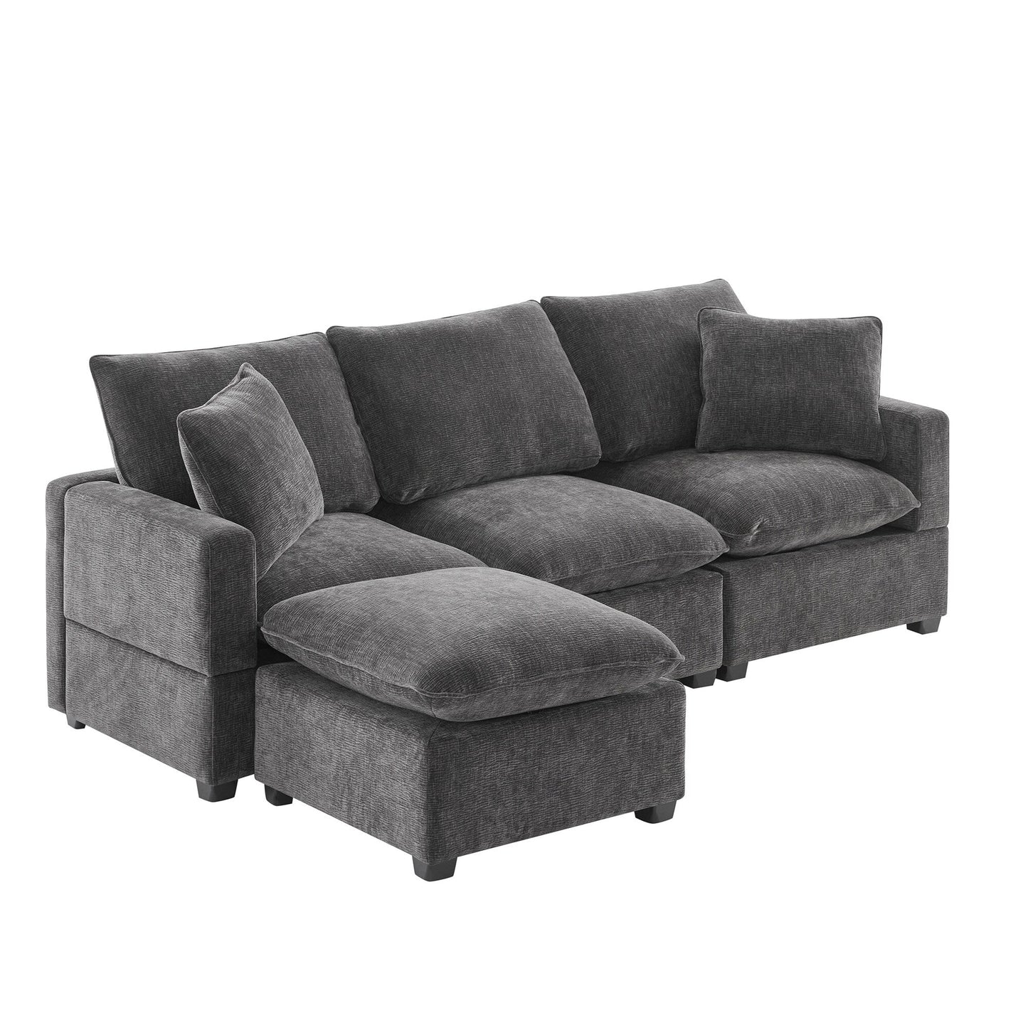 Canapé modulaire moderne, ensemble de canapés sectionnels 4 places en chenille avec 2 coussins inclus, mobilier d'intérieur librement combinable
