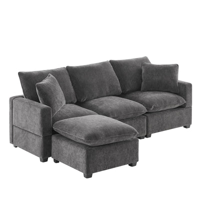 Canapé modulaire moderne, ensemble de canapés sectionnels 4 places en chenille avec 2 coussins inclus, mobilier d'intérieur librement combinable