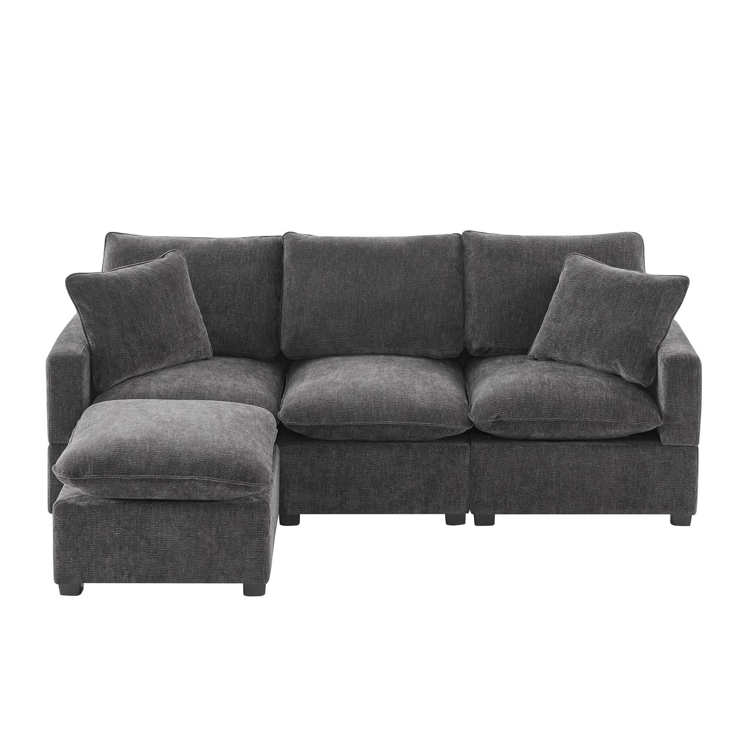 Canapé modulaire moderne, ensemble de canapés sectionnels 4 places en chenille avec 2 coussins inclus, mobilier d'intérieur librement combinable