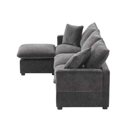Canapé modulaire moderne, ensemble de canapés sectionnels 4 places en chenille avec 2 coussins inclus, mobilier d'intérieur librement combinable