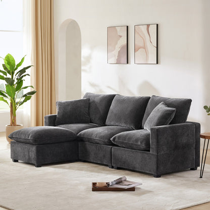Canapé modulaire moderne, ensemble de canapés sectionnels 4 places en chenille avec 2 coussins inclus, mobilier d'intérieur librement combinable