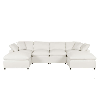 Canapé modulaire moderne en U avec pouf amovible et coussins pour le salon
