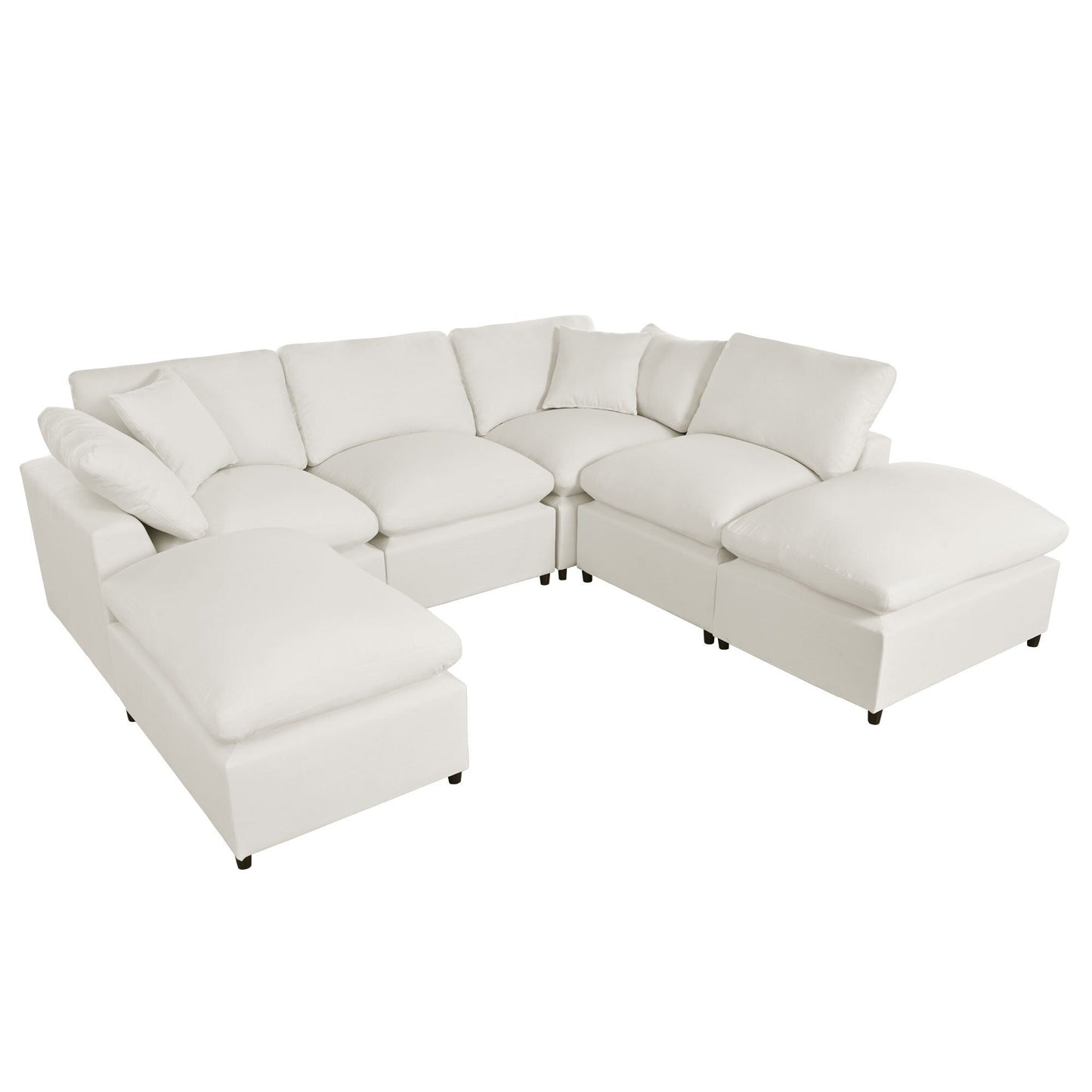 Canapé modulaire moderne en U avec pouf amovible et coussins pour le salon