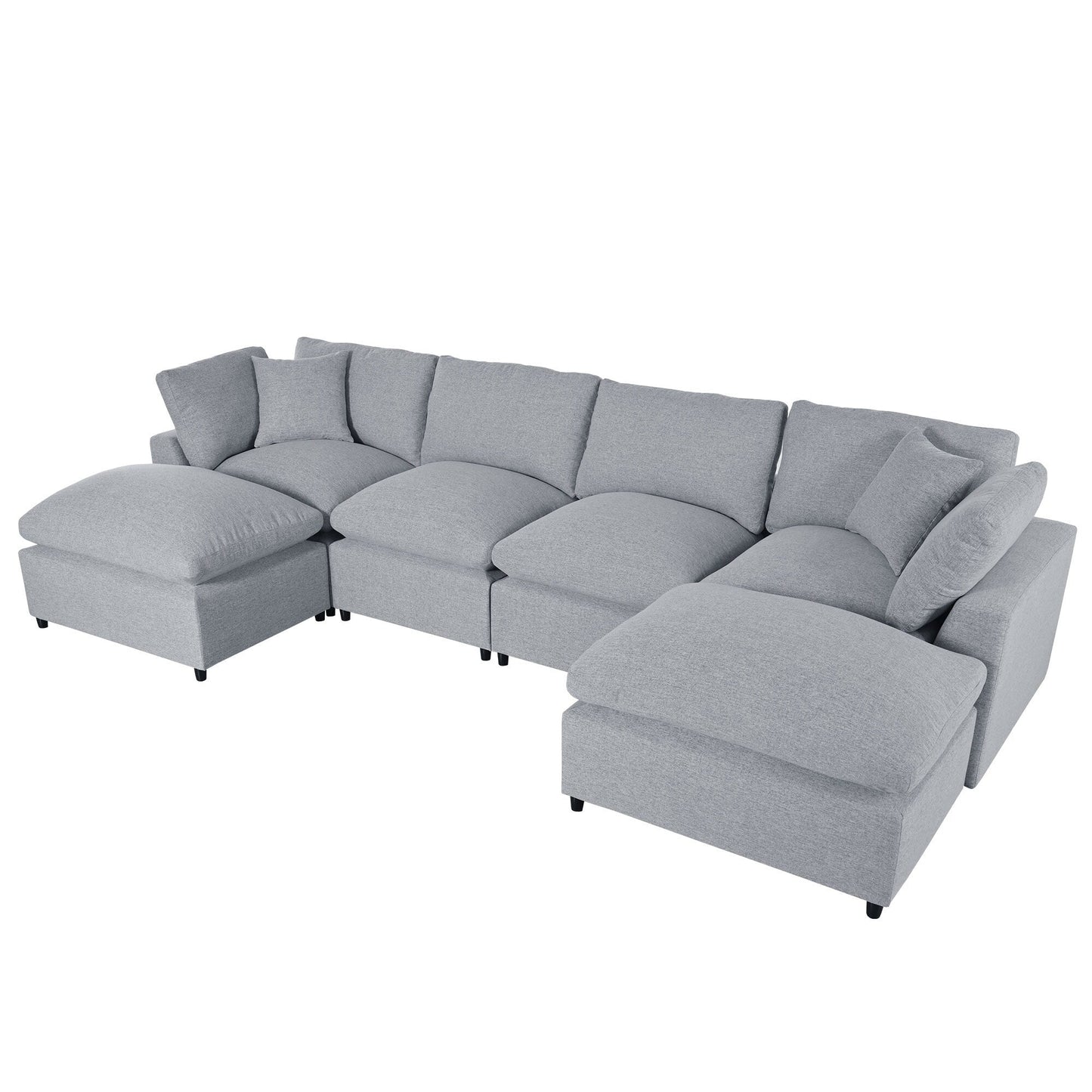 Canapé modulaire moderne en U avec pouf amovible et coussins pour le salon