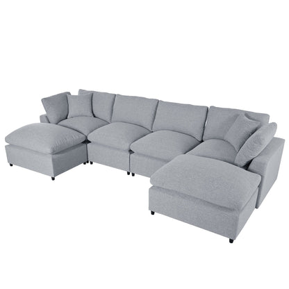 Canapé modulaire moderne en U avec pouf amovible et coussins pour le salon