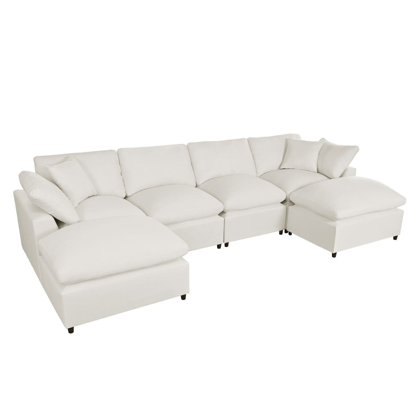 Canapé modulaire moderne en U avec pouf amovible et coussins pour le salon