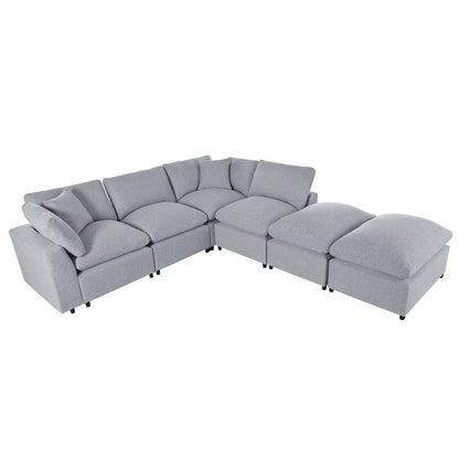 Canapé modulaire moderne en U avec pouf amovible et coussins pour le salon