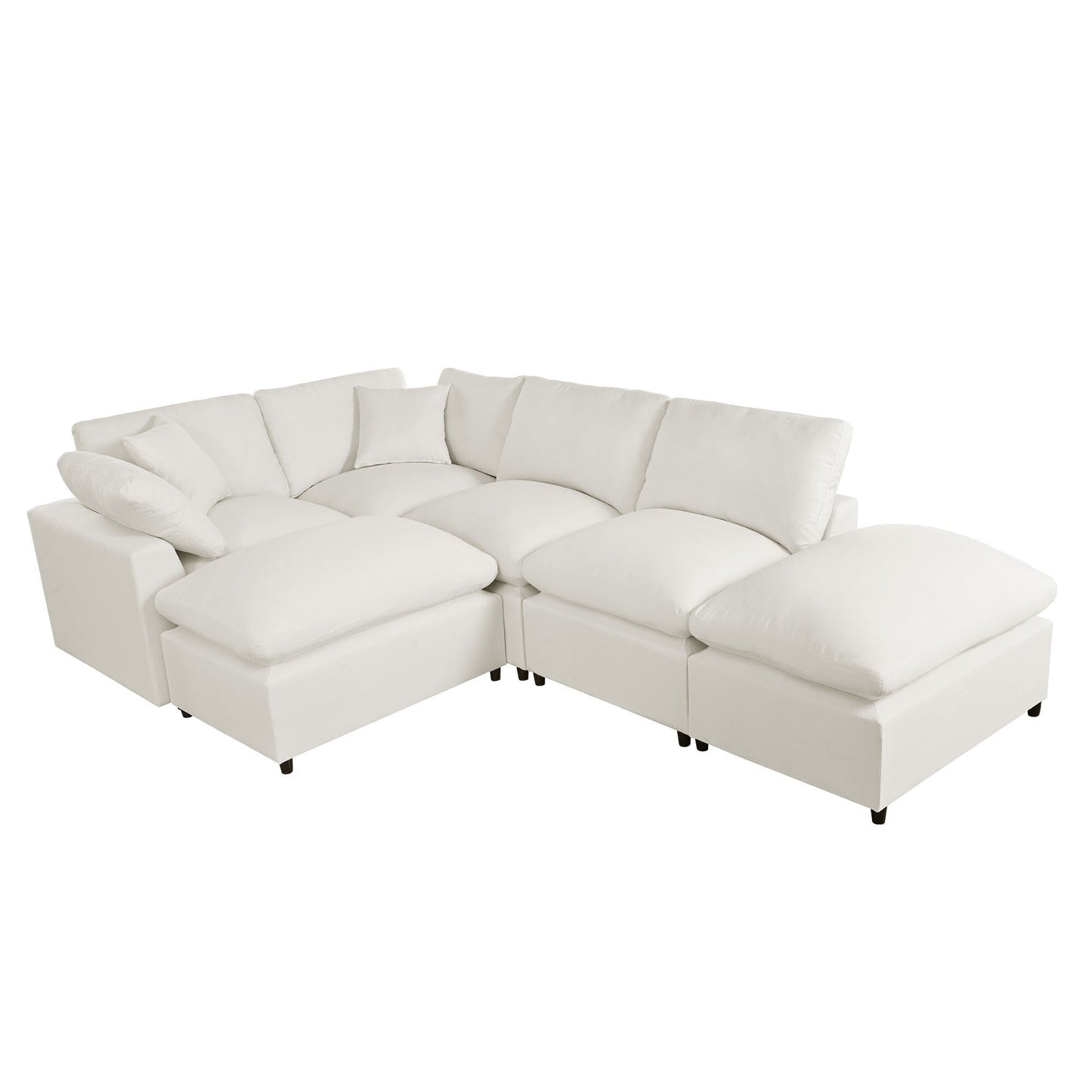 Canapé modulaire moderne en U avec pouf amovible et coussins pour le salon