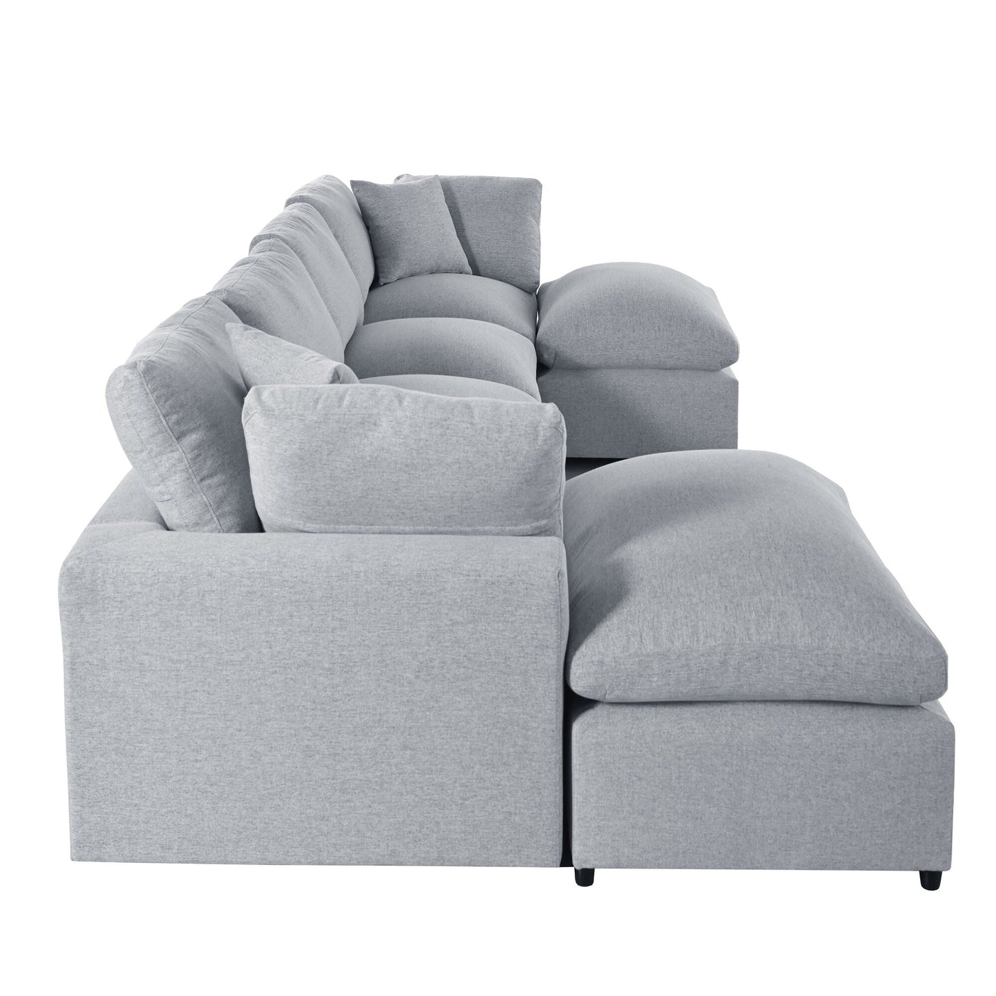 Canapé modulaire moderne en U avec pouf amovible et coussins pour le salon