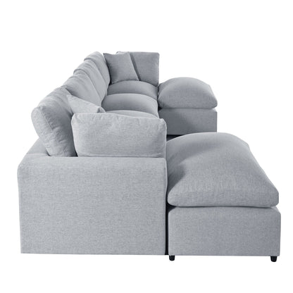 Canapé modulaire moderne en U avec pouf amovible et coussins pour le salon