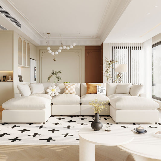 Canapé modulaire moderne en U avec pouf amovible et coussins pour le salon