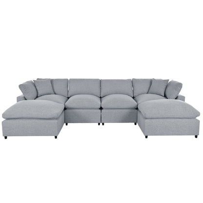 Canapé modulaire moderne en U avec pouf amovible et coussins pour le salon