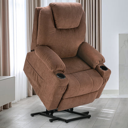 Fauteuil inclinable moderne blanc cassé en similicuir/tissu massant