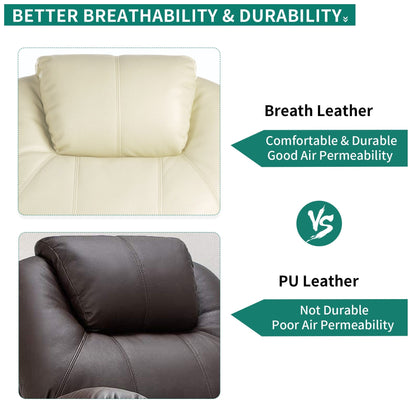 Fauteuil inclinable moderne blanc cassé en similicuir/tissu massant