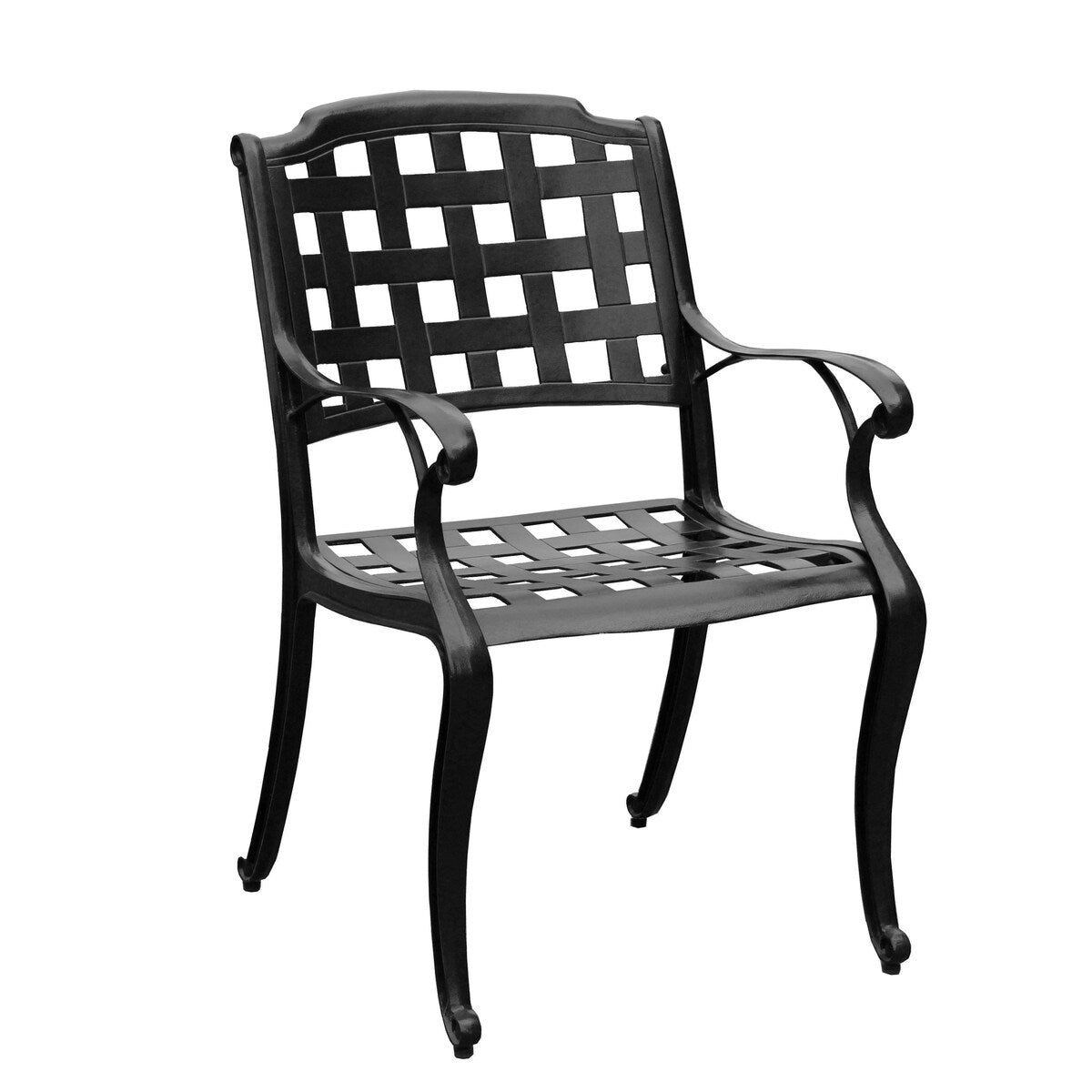 Ensemble de salle à manger rond moderne et orné en aluminium pour patio, 140 cm, avec plateau tournant et six chaises - N/A