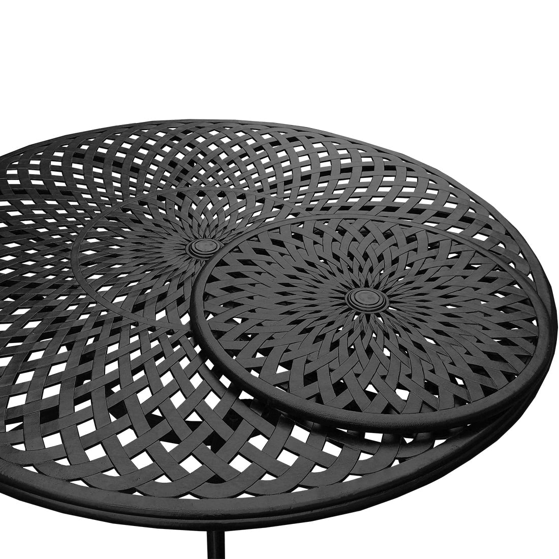 Ensemble de salle à manger rond moderne et orné en aluminium pour patio, 140 cm, avec plateau tournant et six chaises - N/A