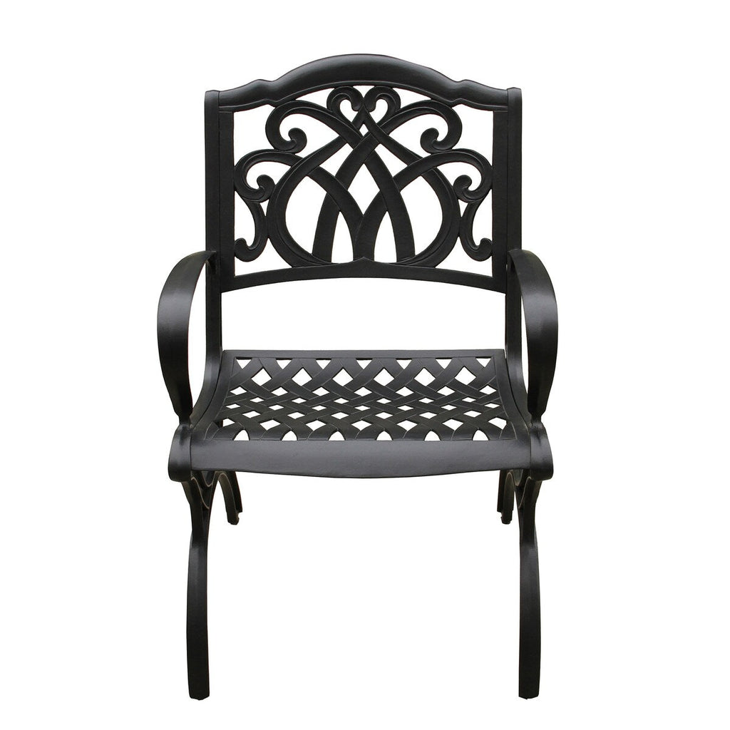 Ensemble de salle à manger rond moderne et orné en aluminium pour patio, 140 cm, avec plateau tournant et six chaises - N/A