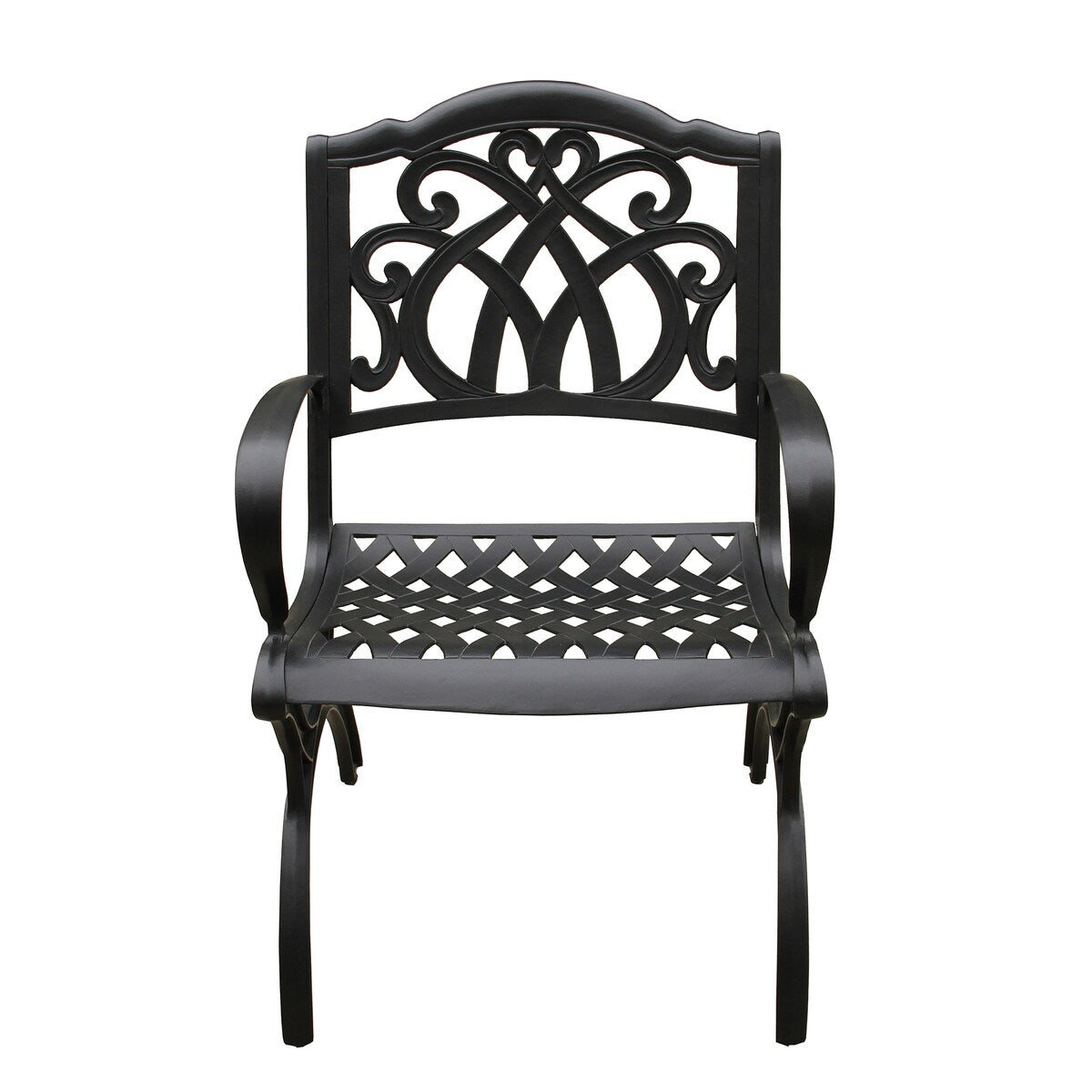 Ensemble de salle à manger rond moderne et orné en aluminium pour patio, 140 cm, avec plateau tournant et six chaises - N/A