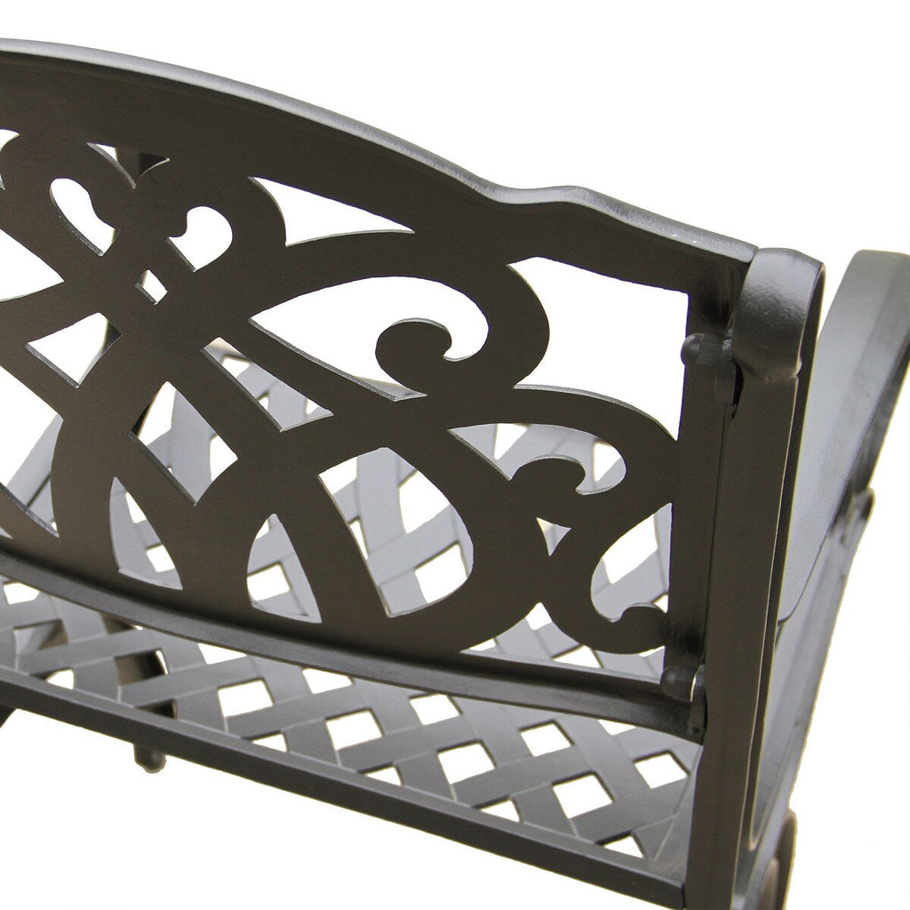 Ensemble de salle à manger rond moderne et orné en aluminium pour patio, 140 cm, avec plateau tournant et six chaises - N/A