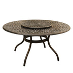 Ensemble de salle à manger rond moderne et orné en aluminium pour patio, 140 cm, avec plateau tournant et six chaises - N/A