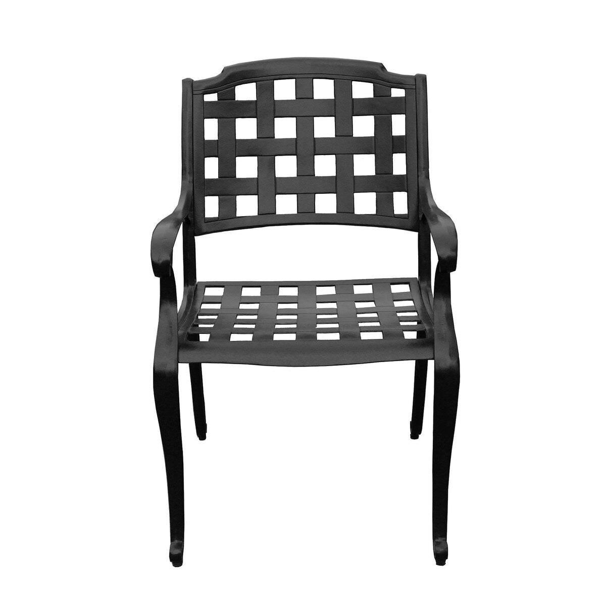 Ensemble de salle à manger rond moderne et orné en aluminium pour patio, 140 cm, avec plateau tournant et six chaises - N/A