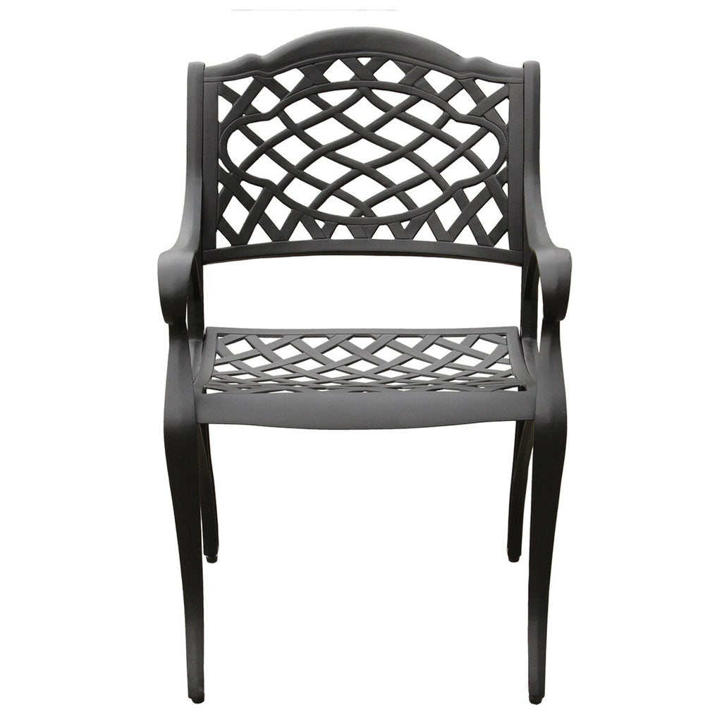 Ensemble de salle à manger de patio hexagonal moderne et orné en aluminium de 160 cm avec plateau tournant et six chaises - N/A
